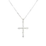 White Gold Diamond Cross Pendant Necklace