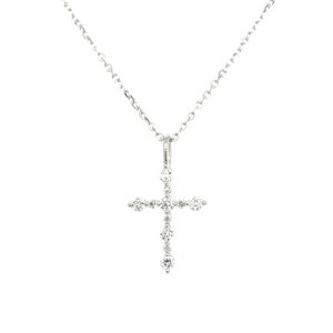 White Gold Diamond Cross Pendant Necklace