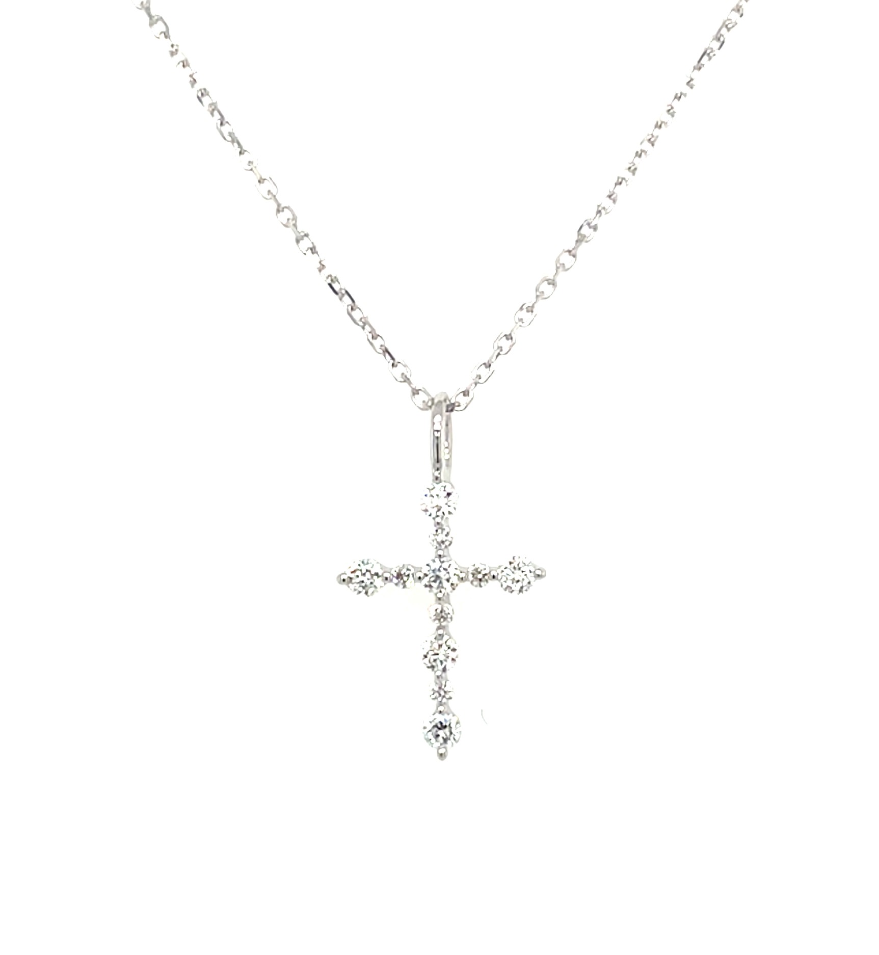 White Gold Diamond Cross Pendant Necklace