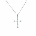 White Gold Diamond Cross Pendant Necklace