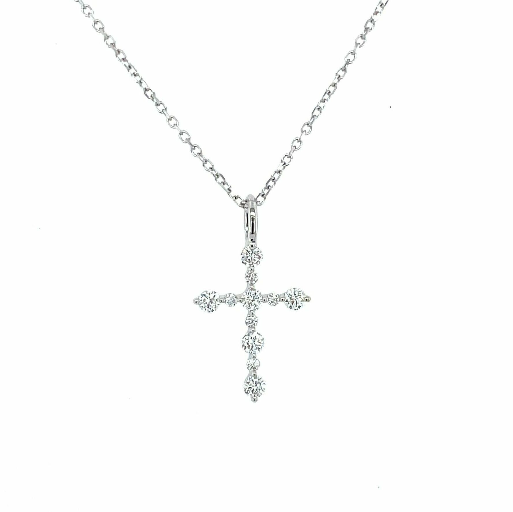 White Gold Diamond Cross Pendant Necklace