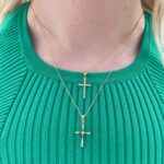 Yellow Gold Diamond Cross Pendant Necklace