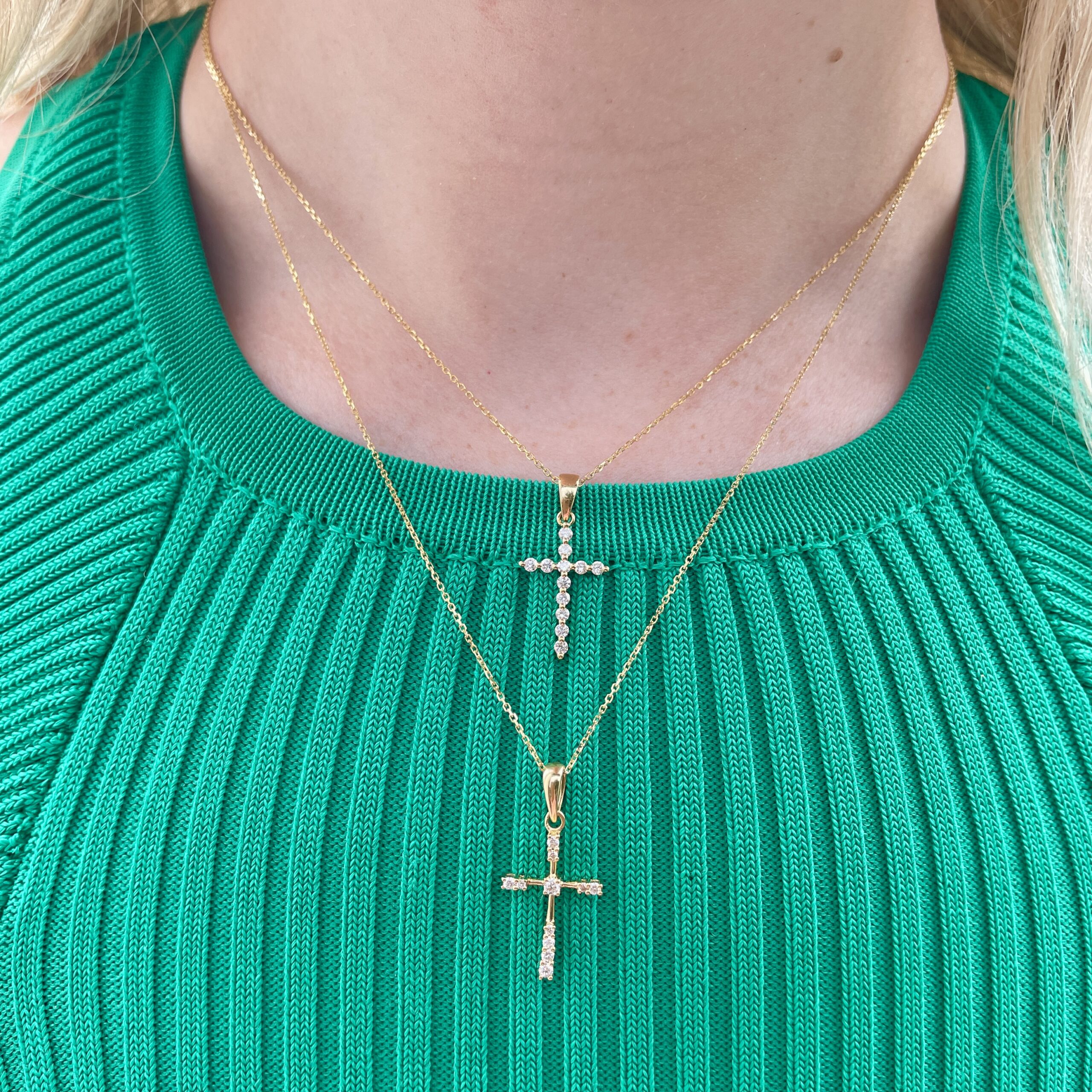 Yellow Gold Diamond Cross Pendant Necklace