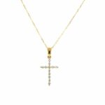 Yellow Gold Diamond Cross Pendant Necklace