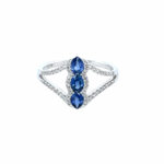 White Gold Sapphire and Diamond Three Stone Ring