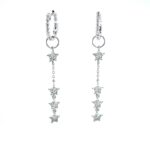 White Gold Huggie Hoops with Diamond Star Dangle