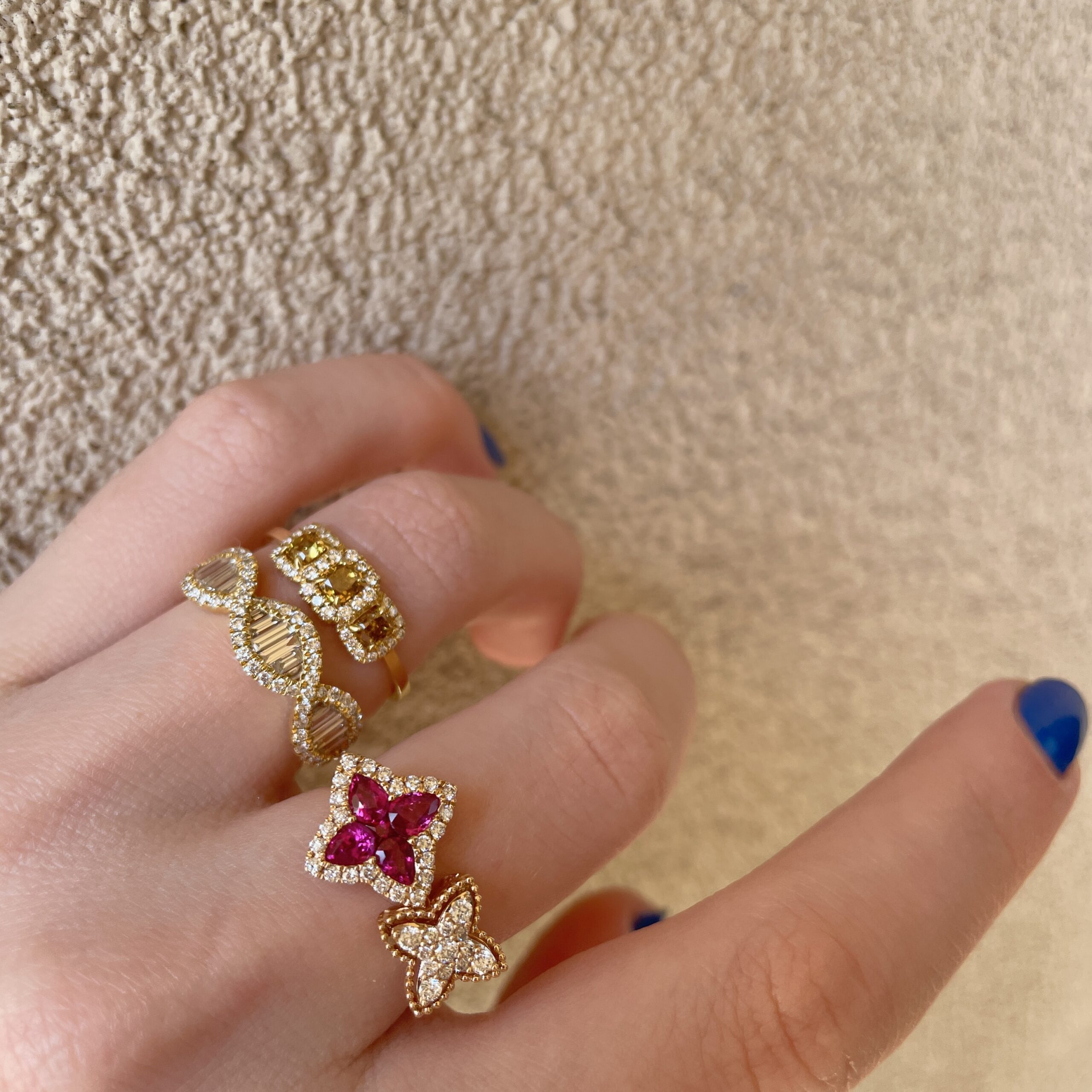 Rose Gold Ruby and Diamond Bypass Ring