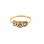 Yellow Gold Three Stone Yellow and White Diamond Ring