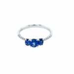 White Gold Sapphire and Diamond Three Stone Ring
