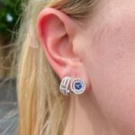 White Gold Diamond and Sapphire Stud Earrings