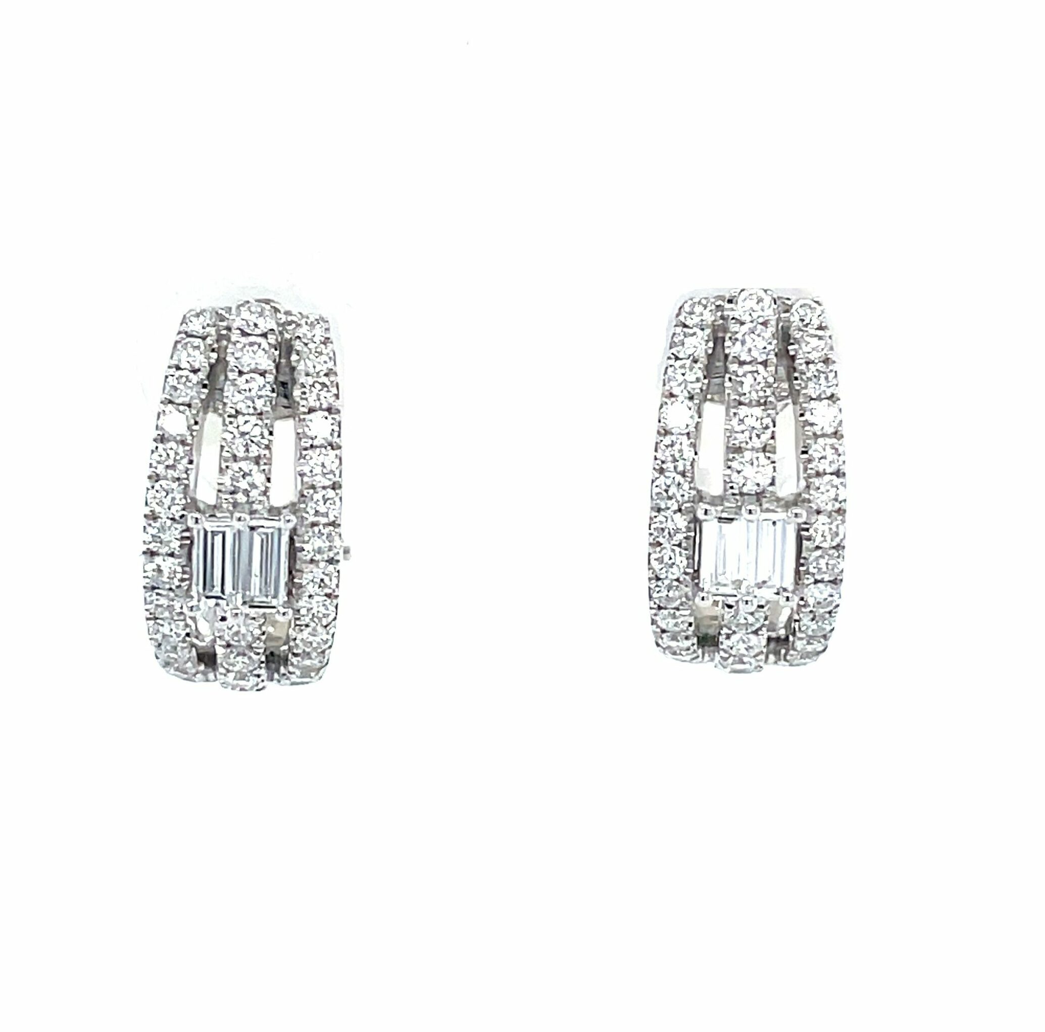 White Gold Diamond J-Hook Earrings