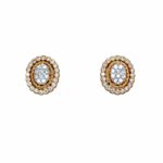 Yellow and White Gold Diamond Rope Stud Earrings