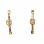 Yellow Gold Diamond Square Dangle Earrings
