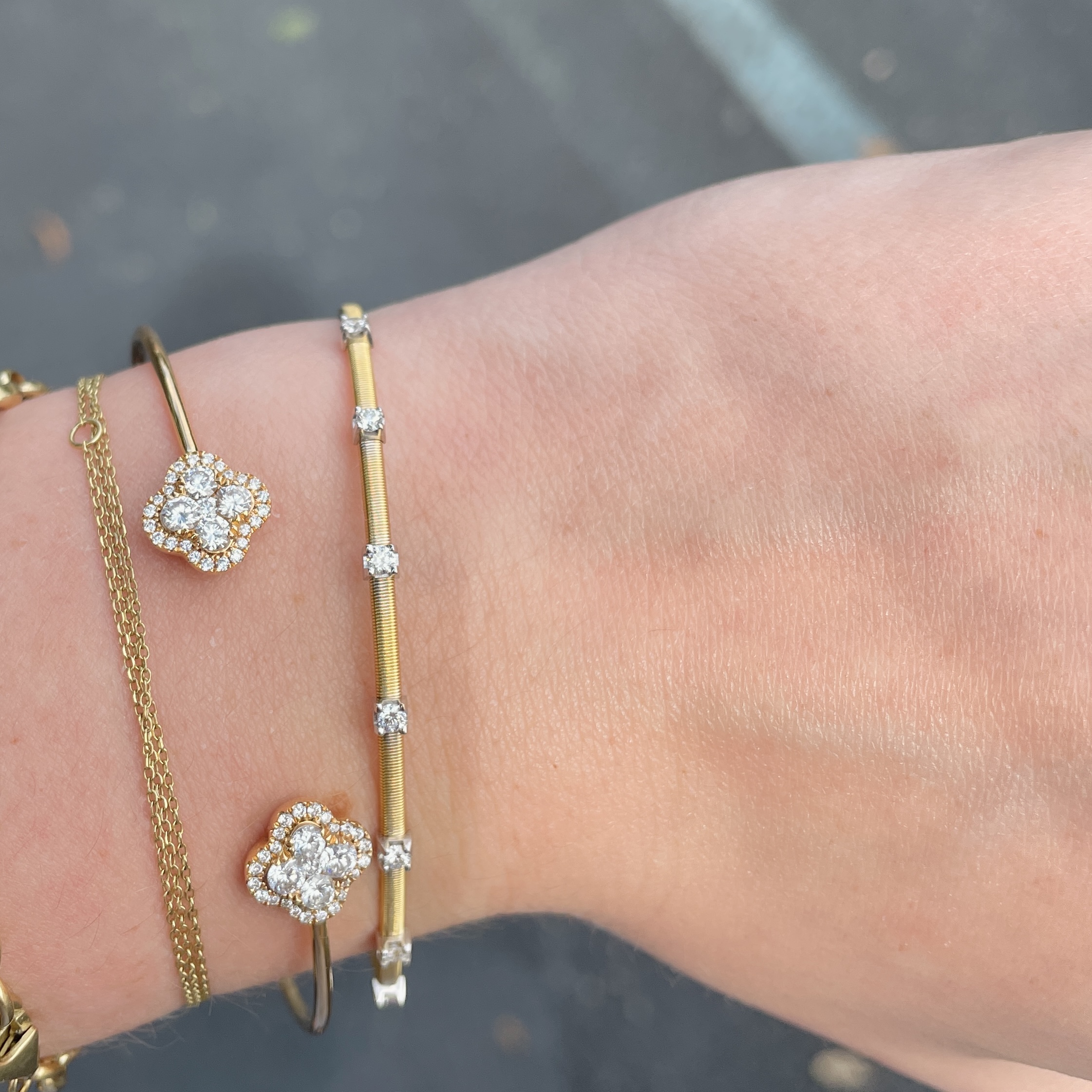 Yellow Gold Diamond Flex Bangle Bracelet
