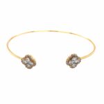 Yellow Gold Diamond Open Bangle Bracelet