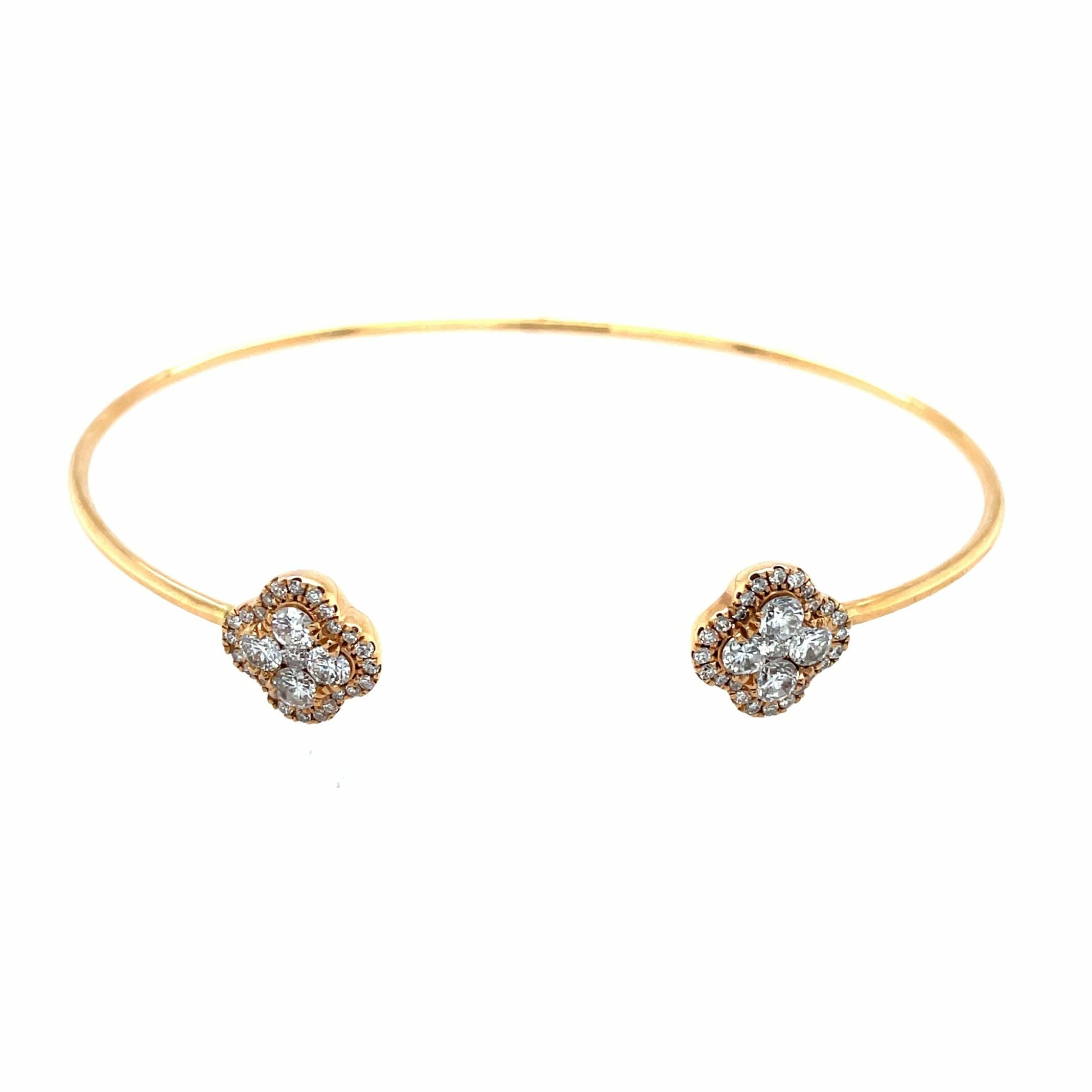 Yellow Gold Diamond Open Bangle Bracelet