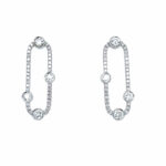 White Gold Diamond Paperclip Drop Necklace
