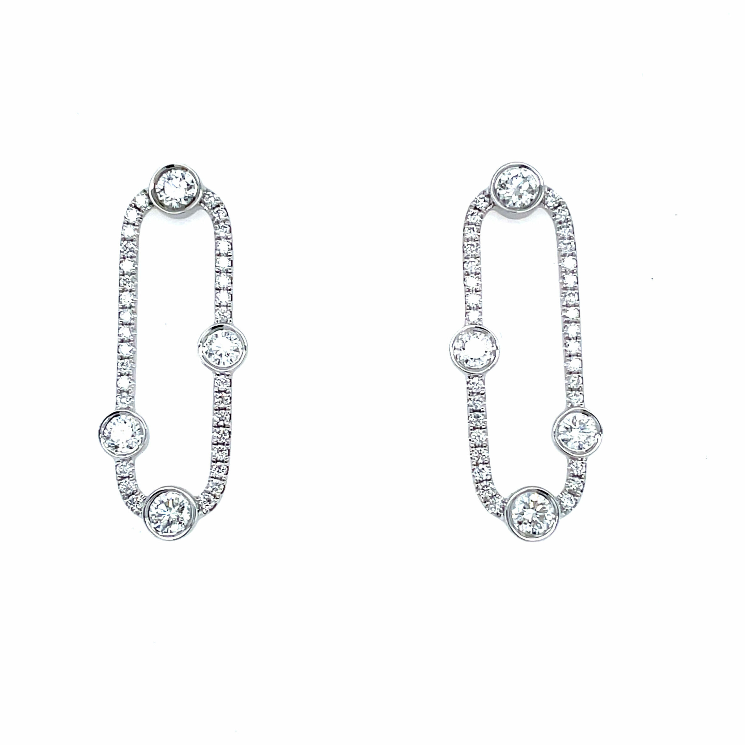 White Gold Diamond Paperclip Drop Necklace