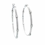 White Gold Diamond In-and-Out Matte Finish Hoop Earrings