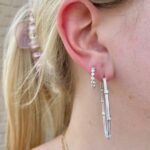 White Gold Diamond In-and-Out Matte Finish Hoop Earrings