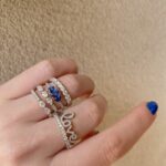 White Gold Pear and Round Shaped Diamond Double Band Ring