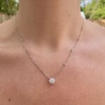 White Gold Diamond Cluster and Station Necklace