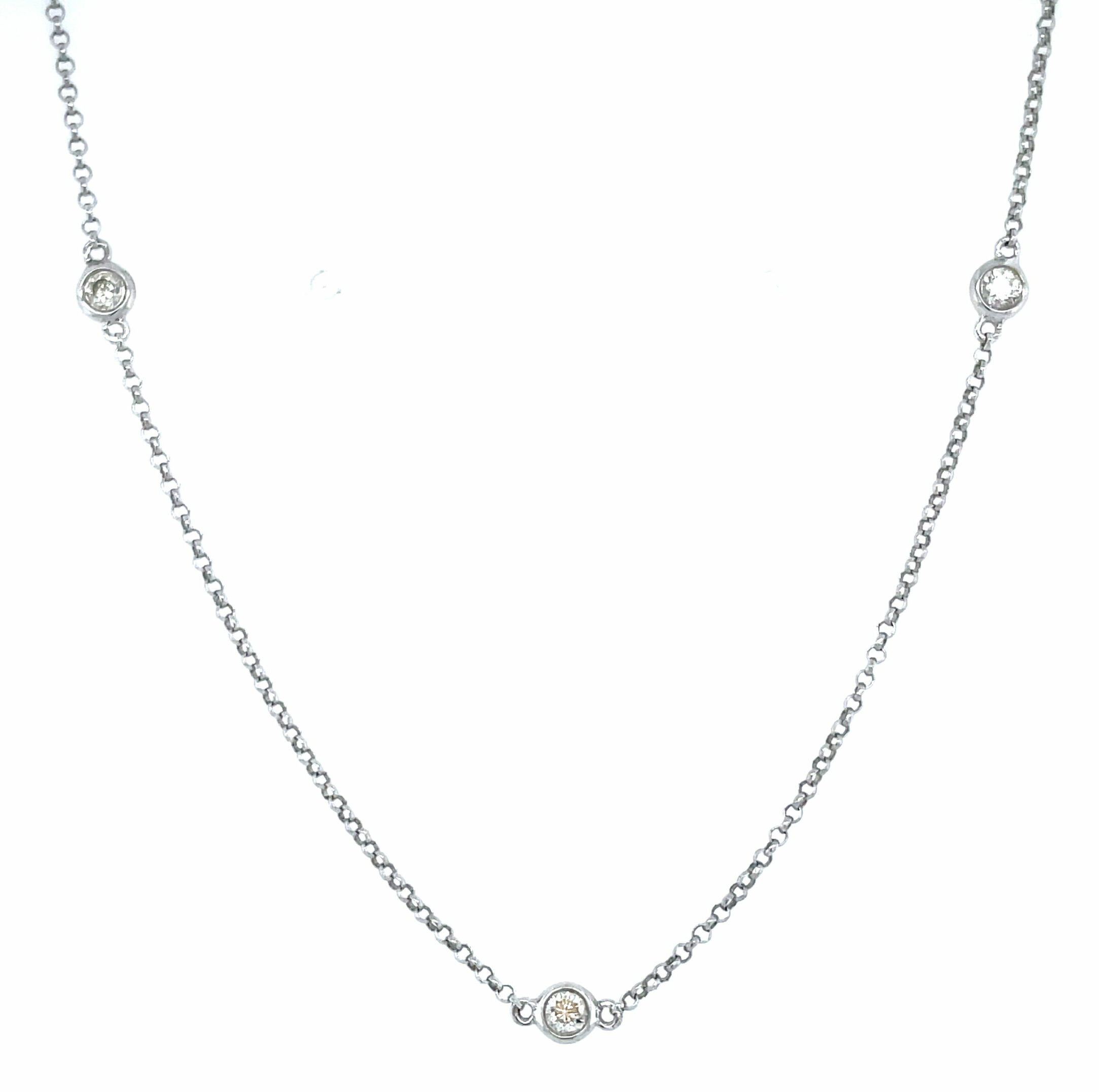 White Gold Diamond Station Necklace
