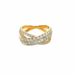 Yellow Gold Diamond Criss-Cross Ring