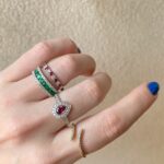 White Gold Diamond and Ruby Pear Ring