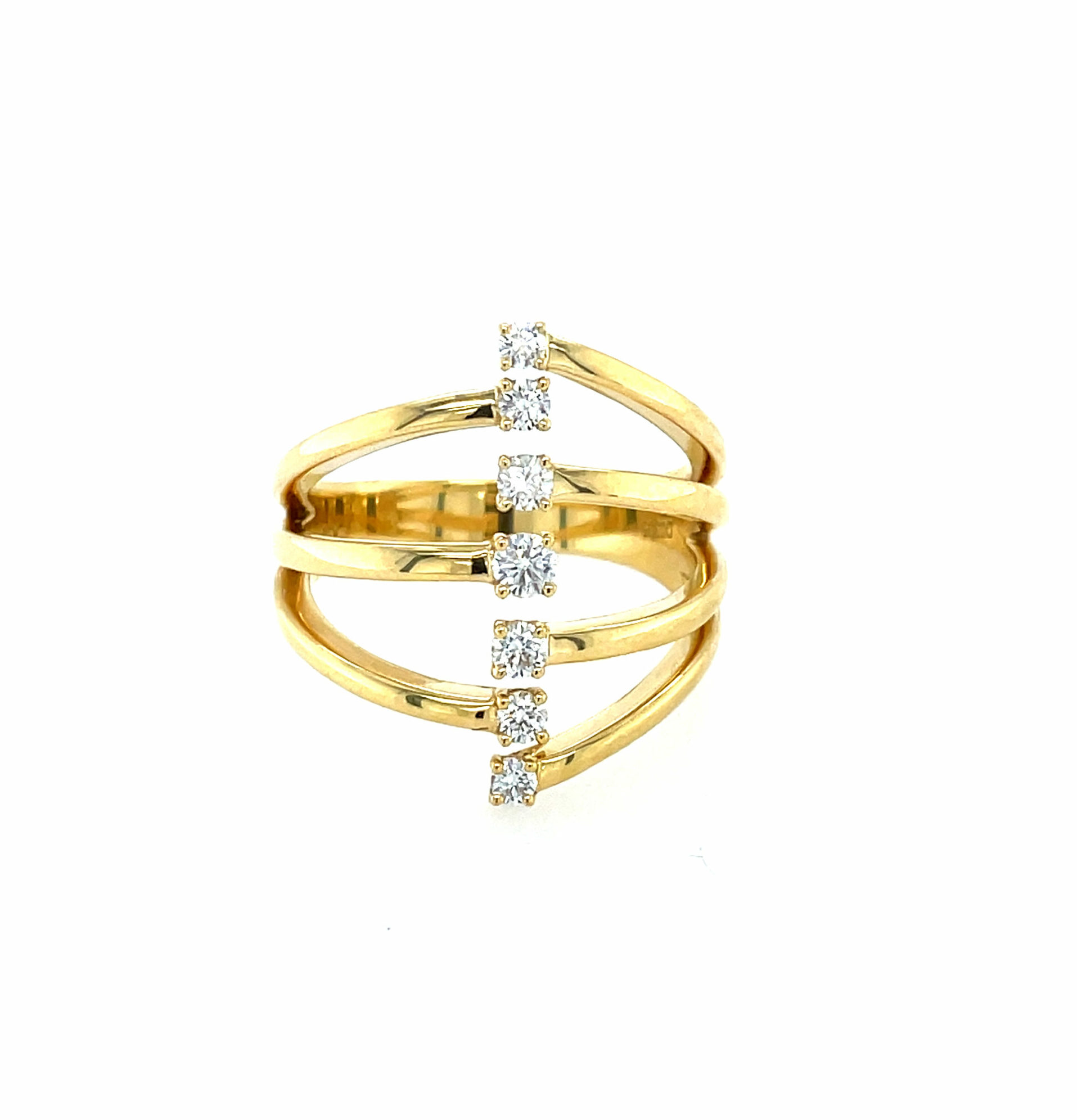 Yellow Gold Diamond Stacked Bypass Ring