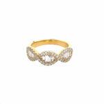 Yellow Gold Intertwining Round and Baguette Diamond Ring