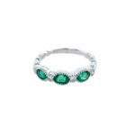 White Gold Emerald and Diamond Band