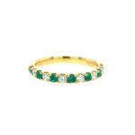 Yellow Gold Emerald and Diamond Band