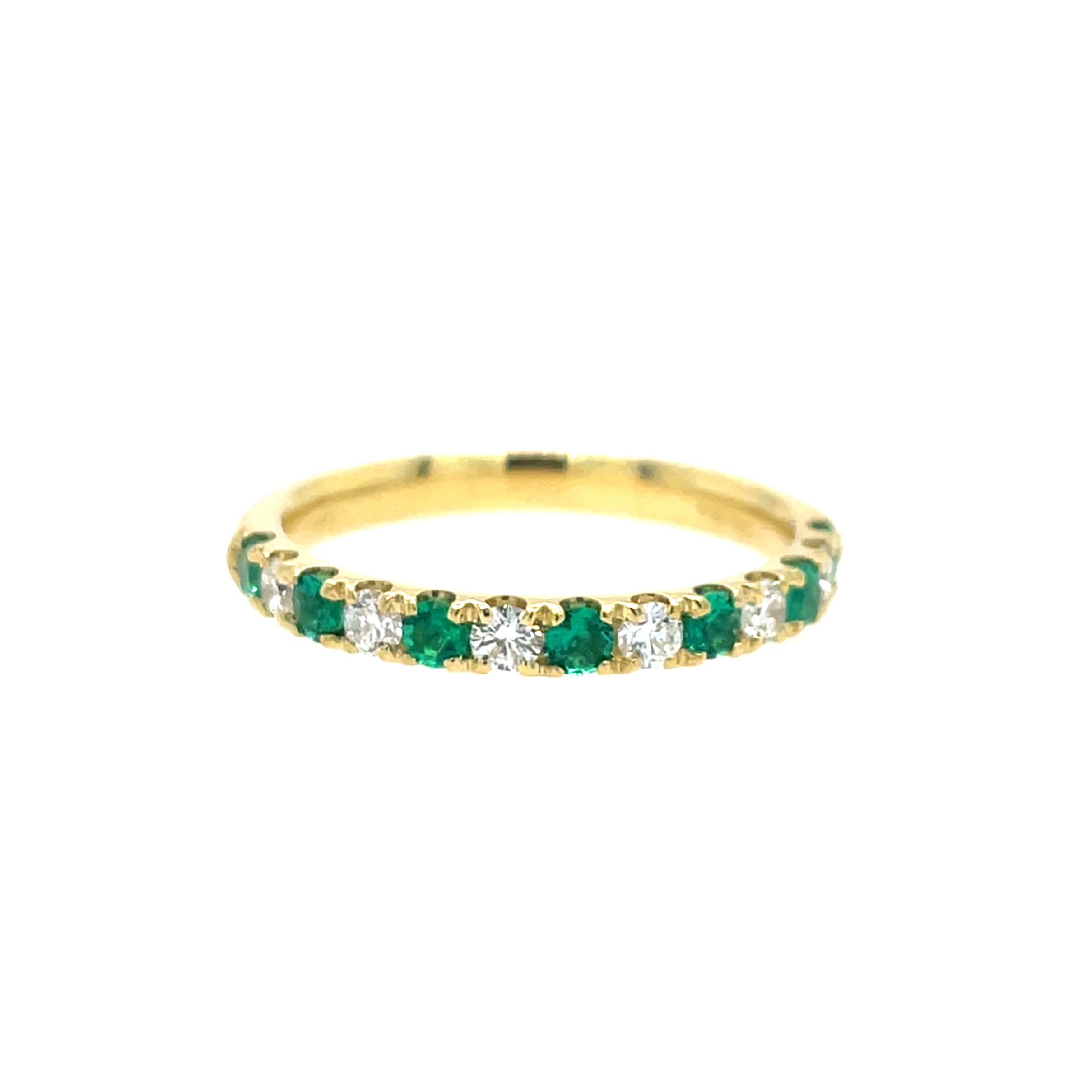 Yellow Gold Emerald and Diamond Band