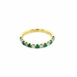 Yellow Gold Emerald and Diamond Band
