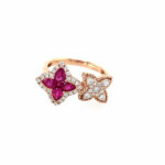 Rose Gold Ruby and Diamond Bypass Ring