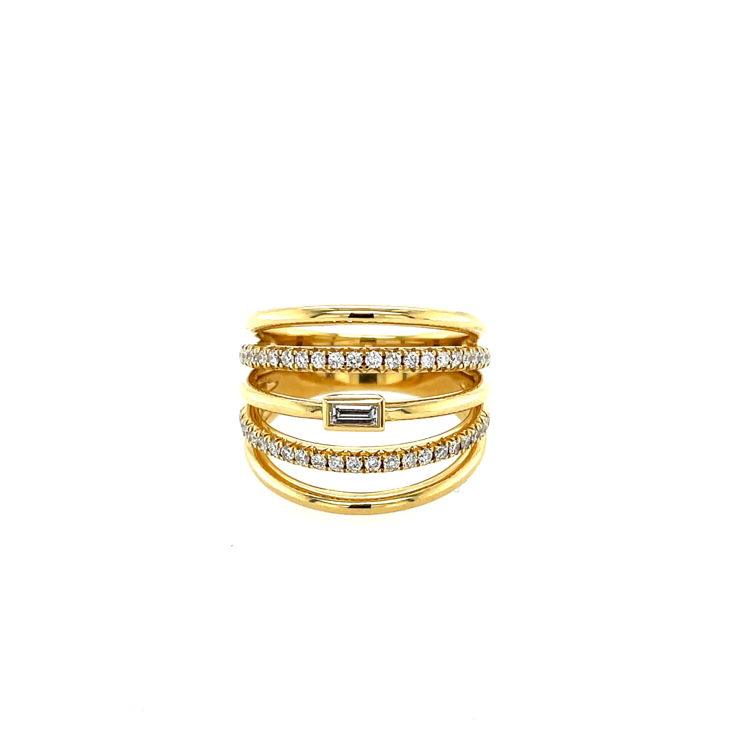 Yellow Gold Stacked Diamond Ring