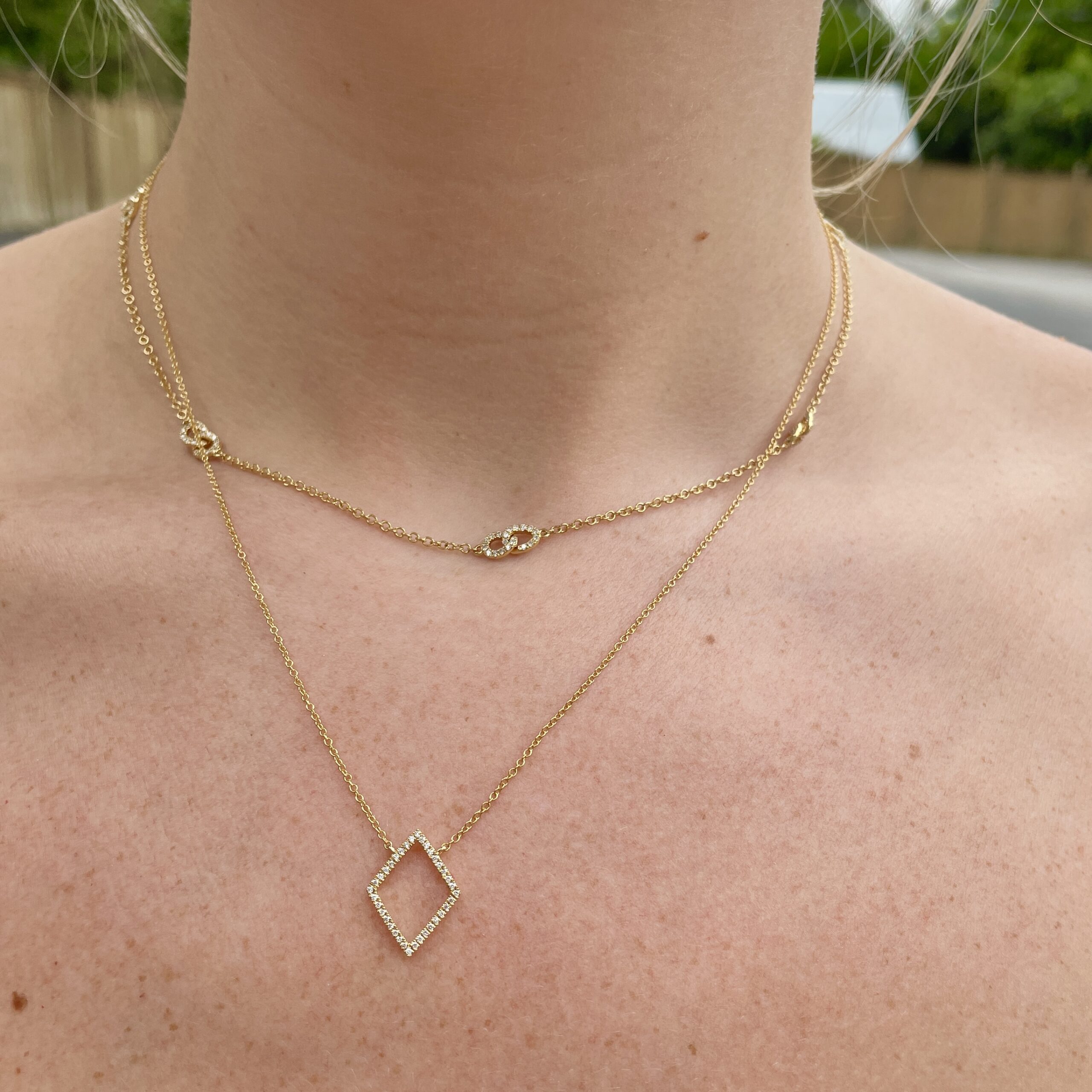 Yellow Gold Diamond Link Station Necklace