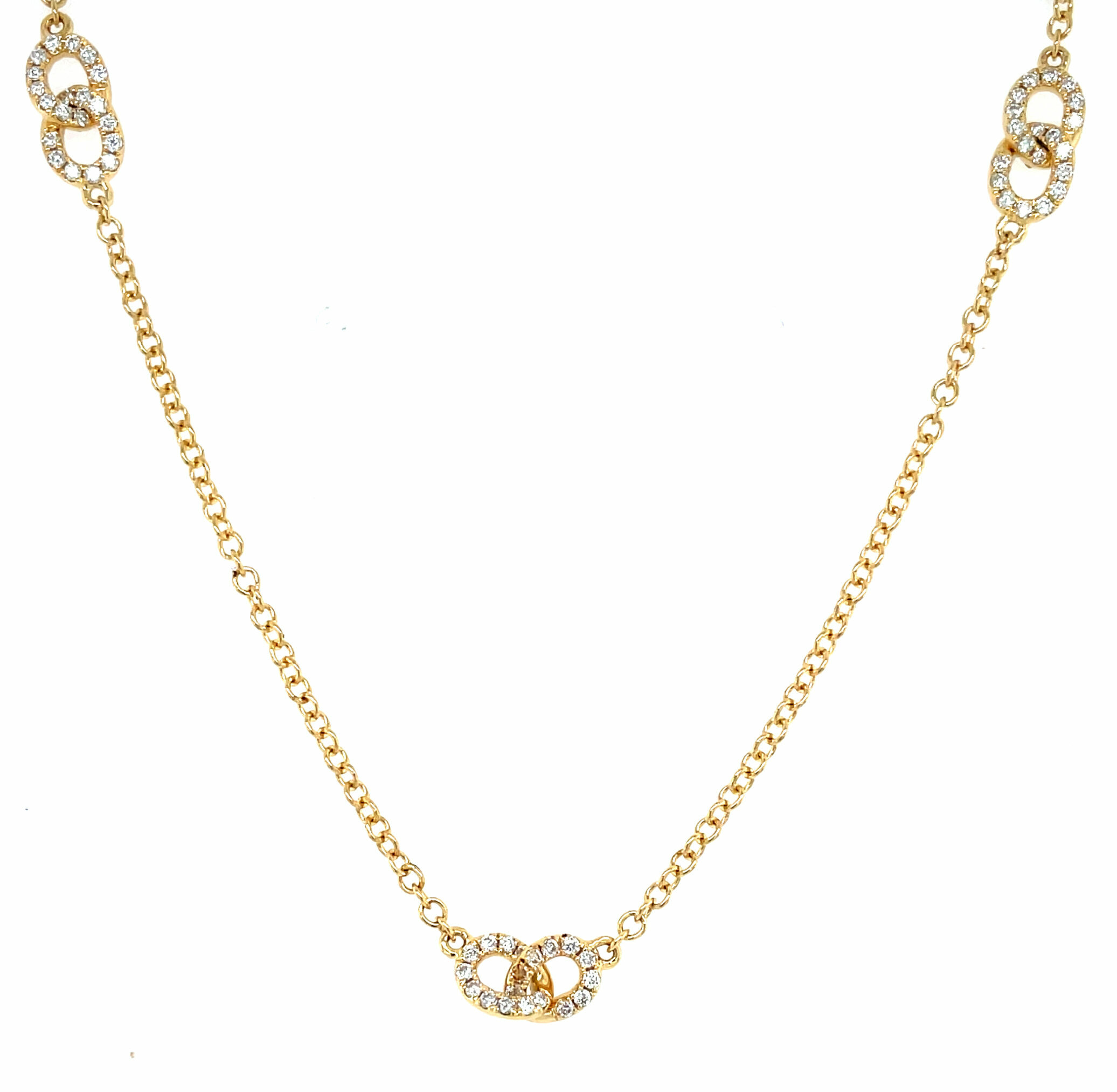 Yellow Gold Diamond Link Station Necklace