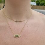 Yellow Gold Vintage Inspired Emerald and Diamond Necklace