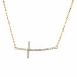 Yellow Gold Diamond Cross Bar Necklace