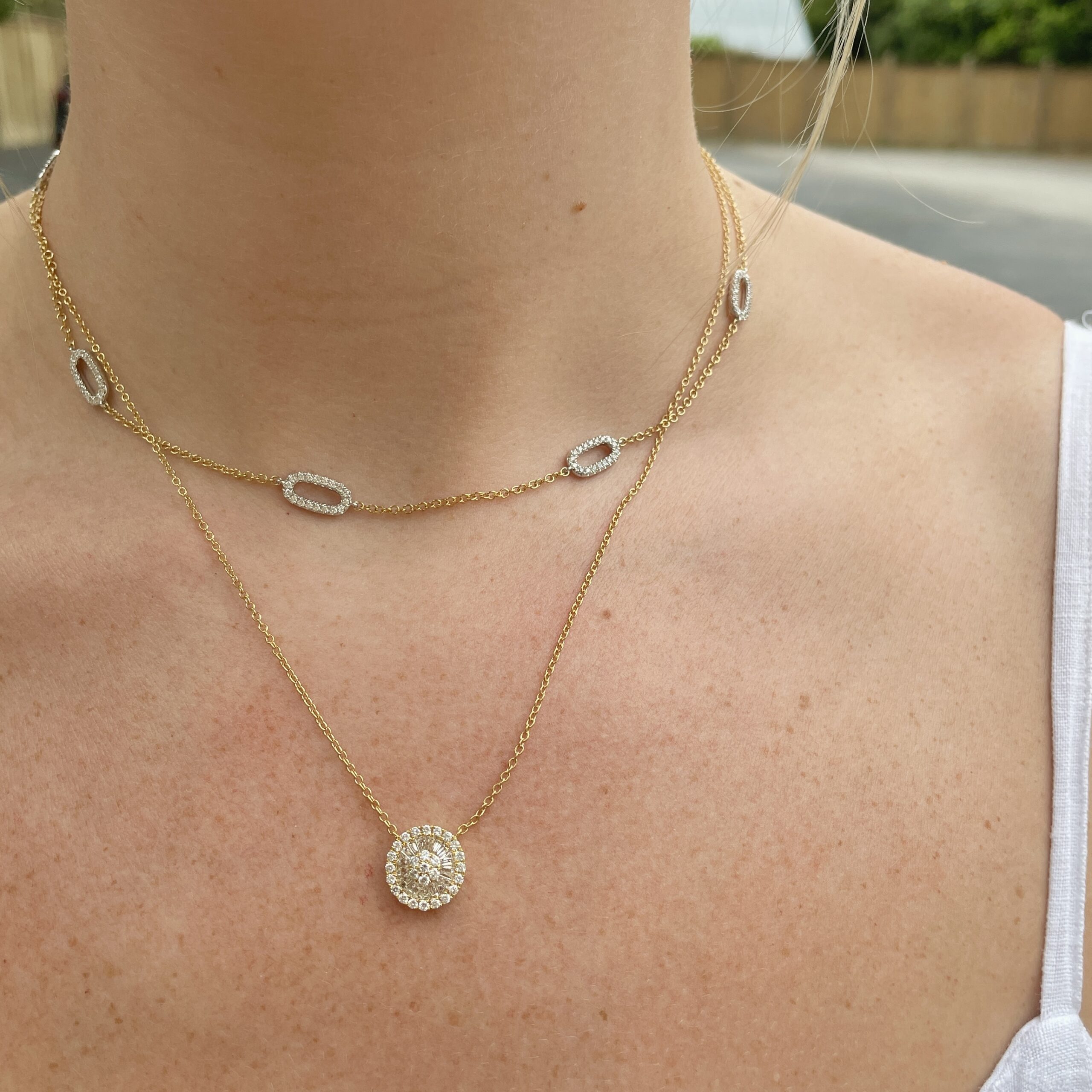 Yellow Gold Round Diamond Necklace