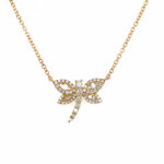 Yellow Gold Diamond Dragonfly Necklace