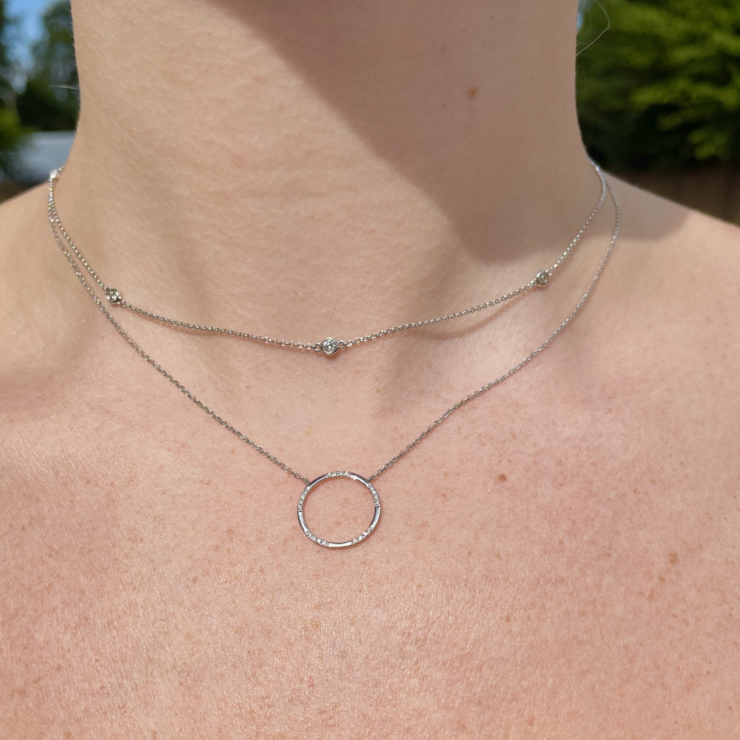 White Gold Diamond Station Necklace