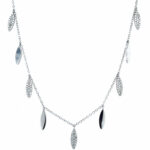 White Gold Diamond Drop Station Necklace