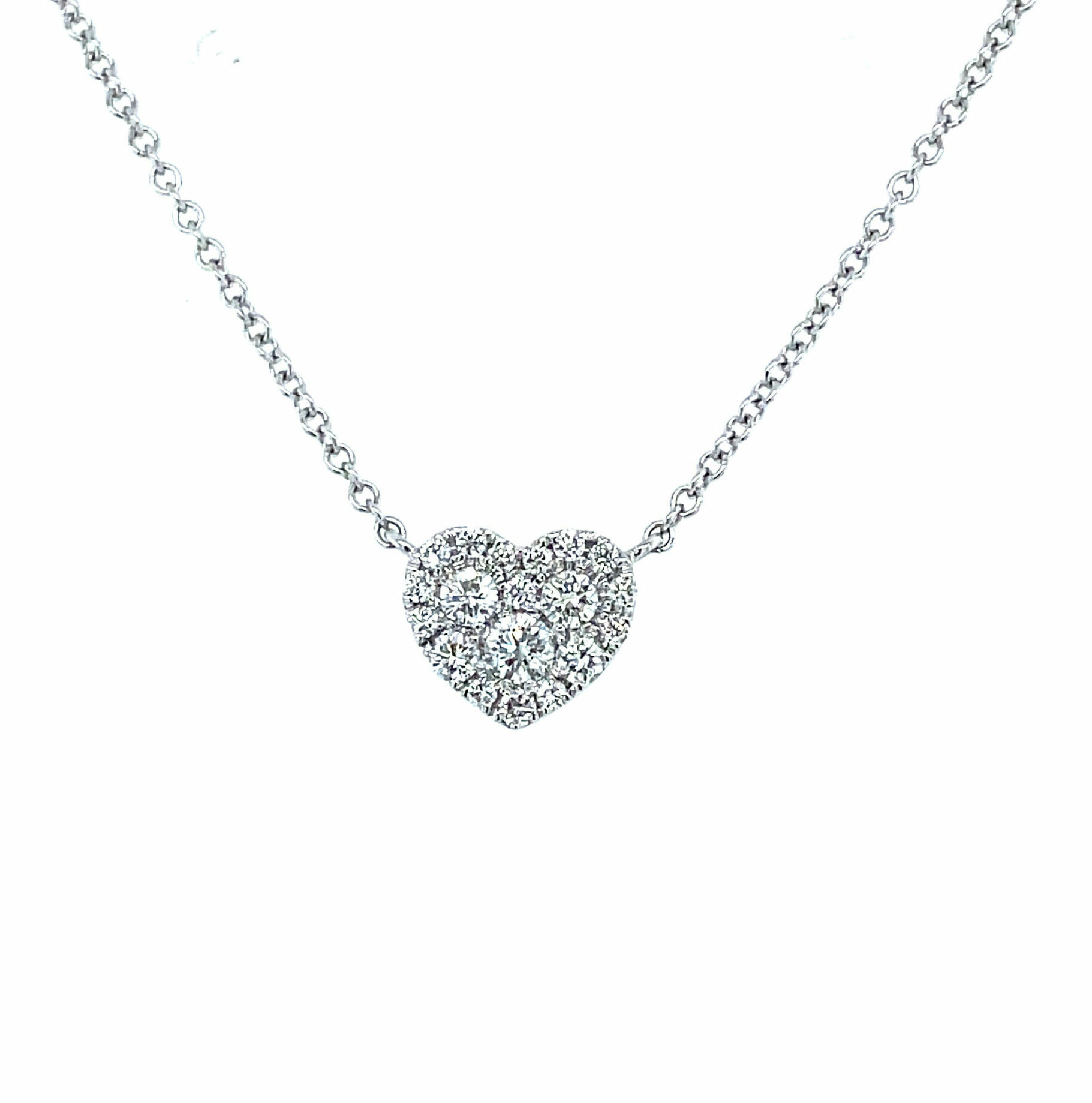 White Gold Cluster Heart Necklace
