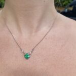 White Gold Quatrefoil Emerald and Diamond Necklace