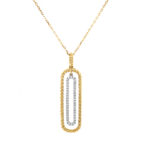 Yellow and White Gold Diamond Rope Twist Pendant Necklace