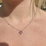White Gold Ruby and Diamond Pendant Station Necklace