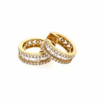 Yellow Gold Diamond Huggie Hoop Earrings